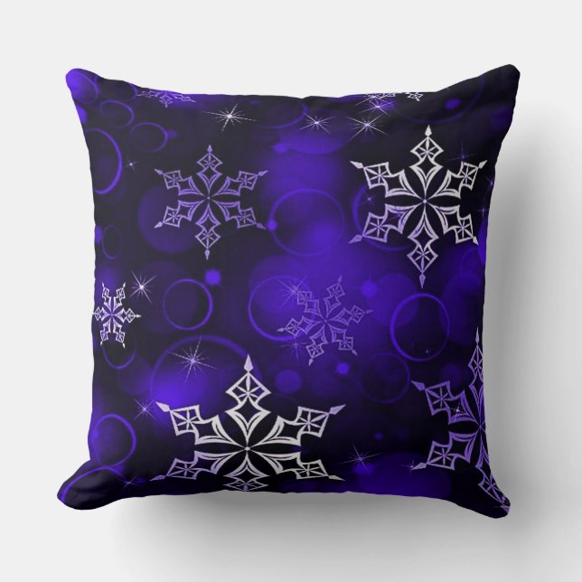 Chic Amethyst Paarse Snowflake Motif Kussen (Voorkant)