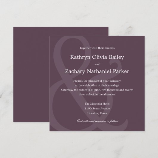 Chic Ampersand Wedding Invitations Kaart (Voorkant / Achterkant)