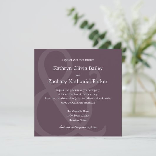 Chic Ampersand Wedding Invitations Kaart (Staand voorkant)