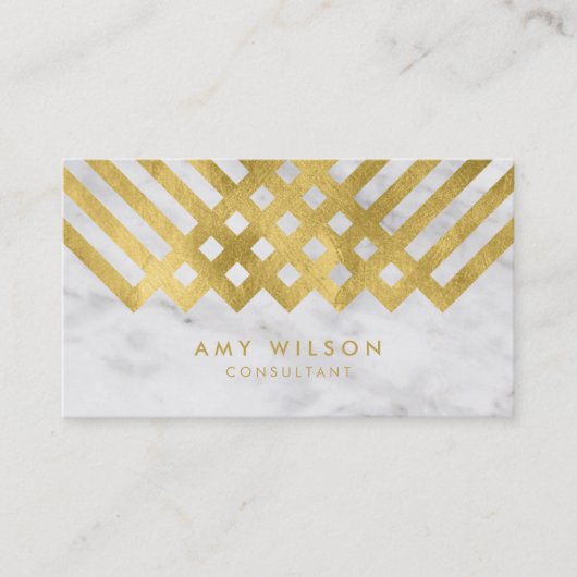 Chic and Elegant Marble Faux Gold Geometric Visitekaartje (Voorkant)
