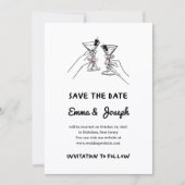 Chic and Whimsical Martini Glasses and Photo Save The Date (Voorkant)