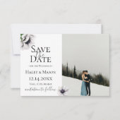 Chic Anemone Floral Photo Save the Date Aankondiging (Voorkant)