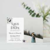 Chic Anemone Floral Photo Save the Date Aankondiging (Staand voorkant)