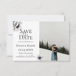 Chic Anemone Floral Photo Save the Date Aankondiging