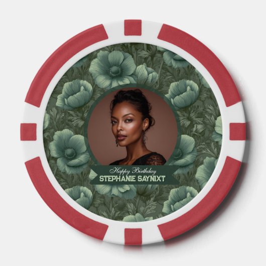 Chic Anemones 40e verjaardag Hedendaags Poker Chips (Voorkant)