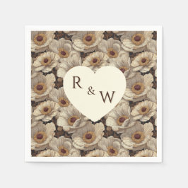 Chic Anemones Sparkle Autumn Wedding Servet