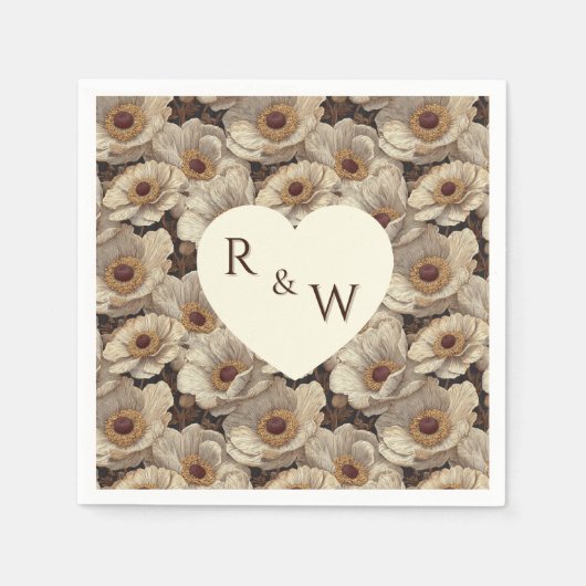 Chic Anemones Sparkle Autumn Wedding Servet (Voorkant)