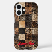 Chic animal print leopard collage monogram Case-Mate iPhone case (Achterkant)