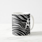 Chic Animal Print Zwart Grijs Tijger Streep Monogr Koffiemok (Voorkant rechts)
