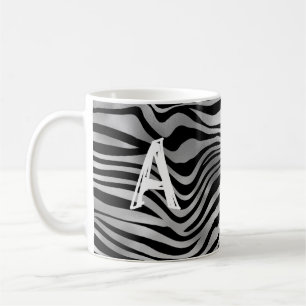 Chic Animal Print Zwart Grijs Tijger Streep Monogr Koffiemok