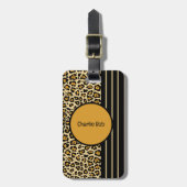 Chic Animal Skin Leopard Pattern Name Double-sided Bagagelabel (Voorkant verticaal)
