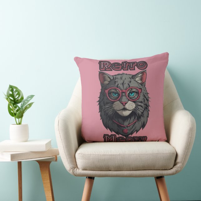 Chic Anime Grey Cat Logo voor Fans Kussen (Stoel)