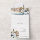 Chic Annapolis Maryland Waterverf bruiloft All In One Uitnodiging (Binnen)