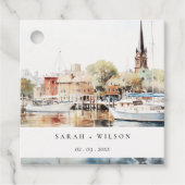 Chic Annapolis Maryland Waterverf bruiloft Bedankjes Labels (Voorkant)