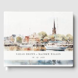 Chic Annapolis Maryland Waterverf bruiloft Gastenboek