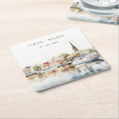 Chic Annapolis Maryland Waterverf bruiloft Kartonnen Onderzetters (Schuin)