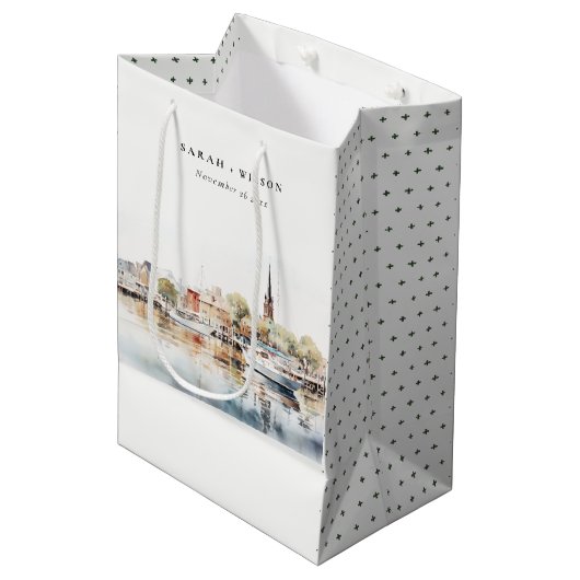 Chic Annapolis Maryland Waterverf bruiloft Medium Cadeauzakje (Voorkant Gekanteld)