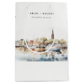 Chic Annapolis Maryland Waterverf bruiloft Medium Cadeauzakje (Voorkant)