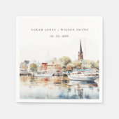 Chic Annapolis Maryland Waterverf bruiloft Servet (Voorkant)