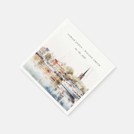 Chic Annapolis Maryland Waterverf bruiloft Servet (Hoek)