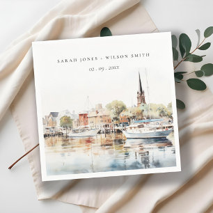 Chic Annapolis Maryland Waterverf bruiloft Servet