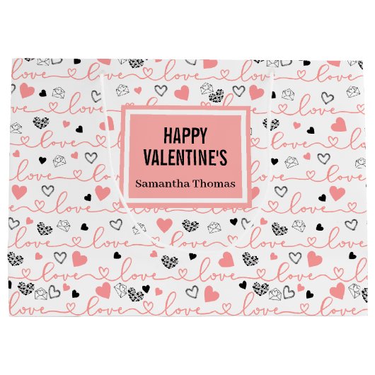 Chic Anniversary Heart Lettering Custom Gift Bag Groot Cadeauzakje (Achterkant)