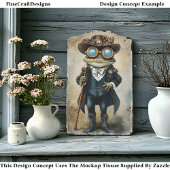 Chic Anthropomorphic Steampunk Frog R4F Decoupage Tissuepapier