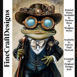 Chic Anthropomorphic Steampunk Frog R4H Decoupage Tissuepapier