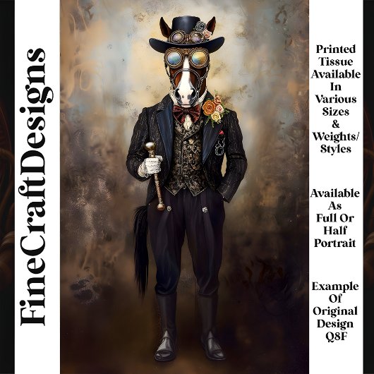 Chic Anthropomorphic Steampunk Horse Q8F Decoupage Tissuepapier