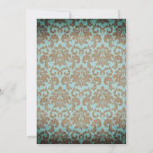 Chic Antiek Aqua & Gold Wedding Rehearsal Dinner Kaart (Achterkant)