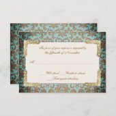 Chic Antiek French Damask Kijk Wedding RSVP (Voorkant / Achterkant)