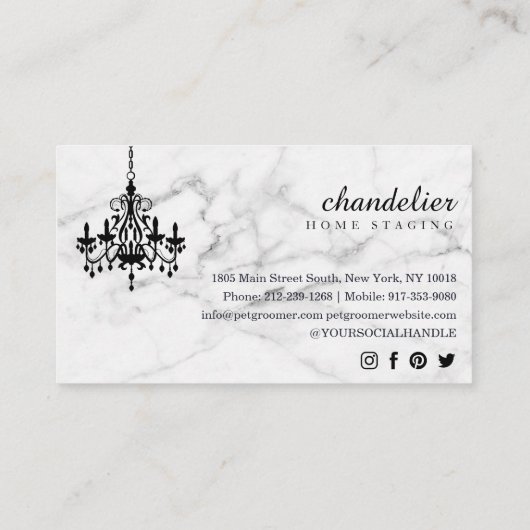 Chic Antiek Pink Chandelier Marble Visitekaartje (Achterkant)