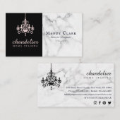 Chic Antiek Pink Chandelier Marble Visitekaartje (Voorkant / Achterkant)