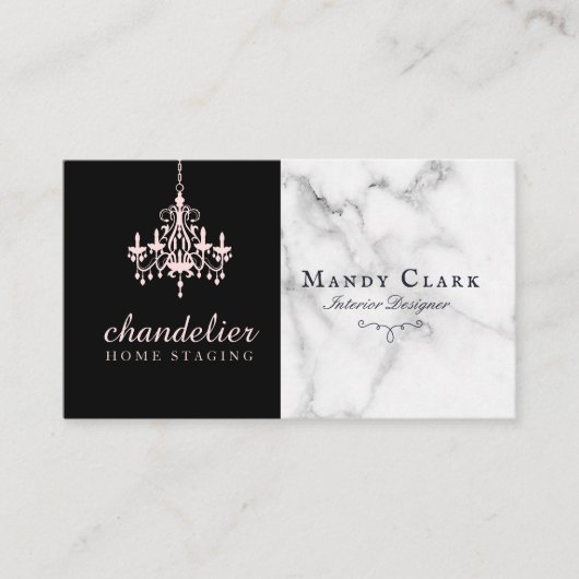 Chic Antiek Pink Chandelier Marble Visitekaartje (Voorkant)
