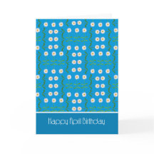 Chic April Birthday Kaart: Daisies on Blauwgroen