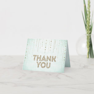 Chic Aqua Blauw & Goud Glitter Bedankt
