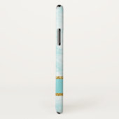 Chic Aqua Blauwe Marmer FAUX Glitter Rand en Naam Case-Mate iPhone Case (Achterkant / rechts)