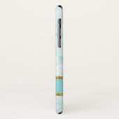 Chic Aqua Blauwe Marmer FAUX Glitter Rand en Naam Case-Mate iPhone Case (Achterkant/links)