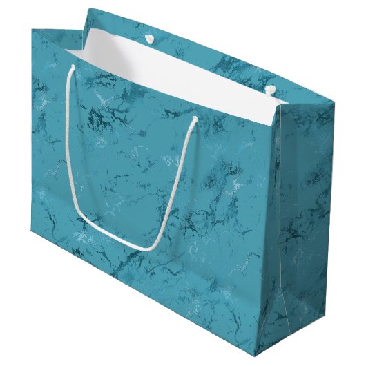 Chic Aqua Blauwe Marmeren Bruiloft Groot Cadeauzakje (Voorkant Gekanteld)