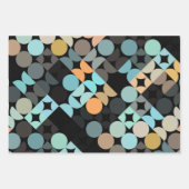 Chic Aqua Blue Coral Oranje Circles Art Patroon Inpakpapier Vel (Voorkant)