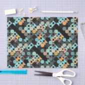 Chic Aqua Blue Coral Oranje Circles Art Patroon Tissuepapier (Craft)