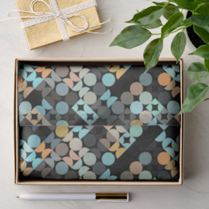 Chic Aqua Blue Coral Oranje Circles Art Patroon Tissuepapier