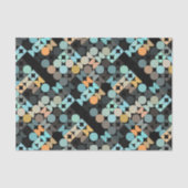 Chic Aqua Blue Coral Oranje Circles Art Patroon Tissuepapier (Voorkant)