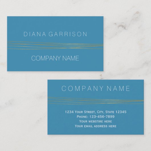 Chic Aqua Blue Gold Elegant Abstract Visitekaartje (Voorkant / Achterkant)