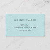 Chic Aqua Blue Linen Simple Professional Visitekaartje (Achterkant)