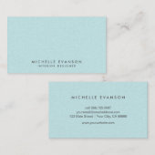 Chic Aqua Blue Linen Simple Professional Visitekaartje (Voorkant / Achterkant)