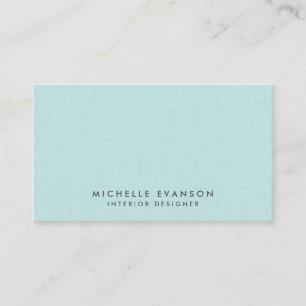 Chic Aqua Blue Linen Simple Professional Visitekaartje