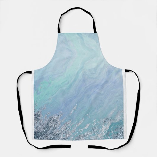 Chic Aqua Blue Marble Texture Abstracte Zee Waves Schort (Voorkant)