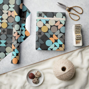 Chic Aqua Blue Rust Oranje Circles Art Patroon Cadeaupapier