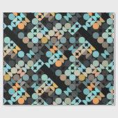 Chic Aqua Blue Rust Oranje Circles Art Patroon Cadeaupapier (Vlak)